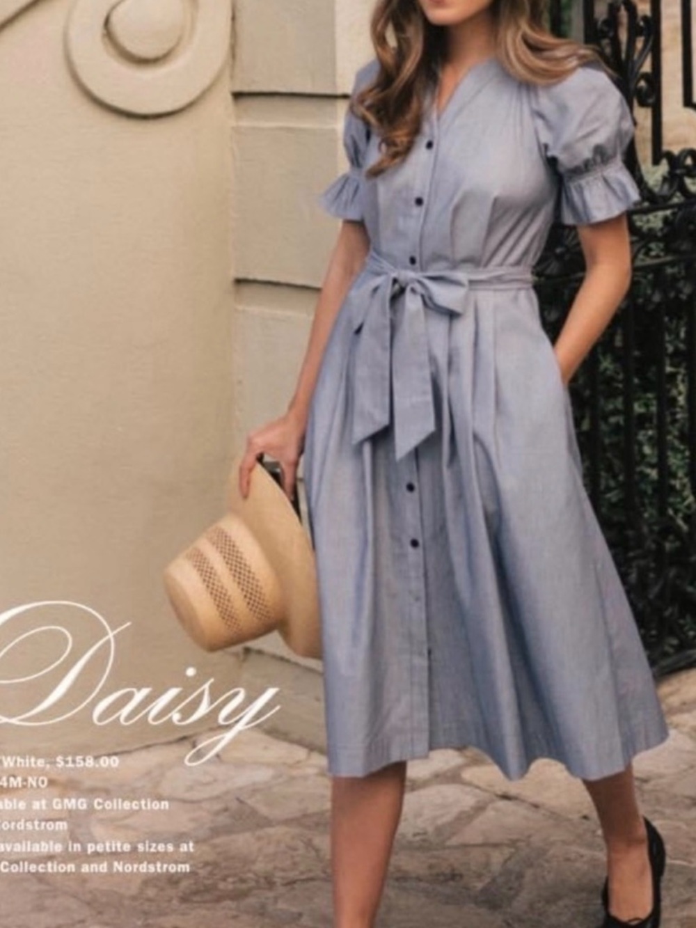 Navy Button-Front Midi daisy Dress with Tie Waist size XS